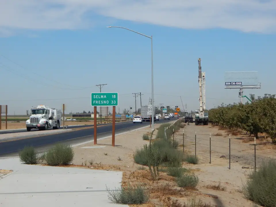 Blank billboard installation beside Highway 43 near Hanford