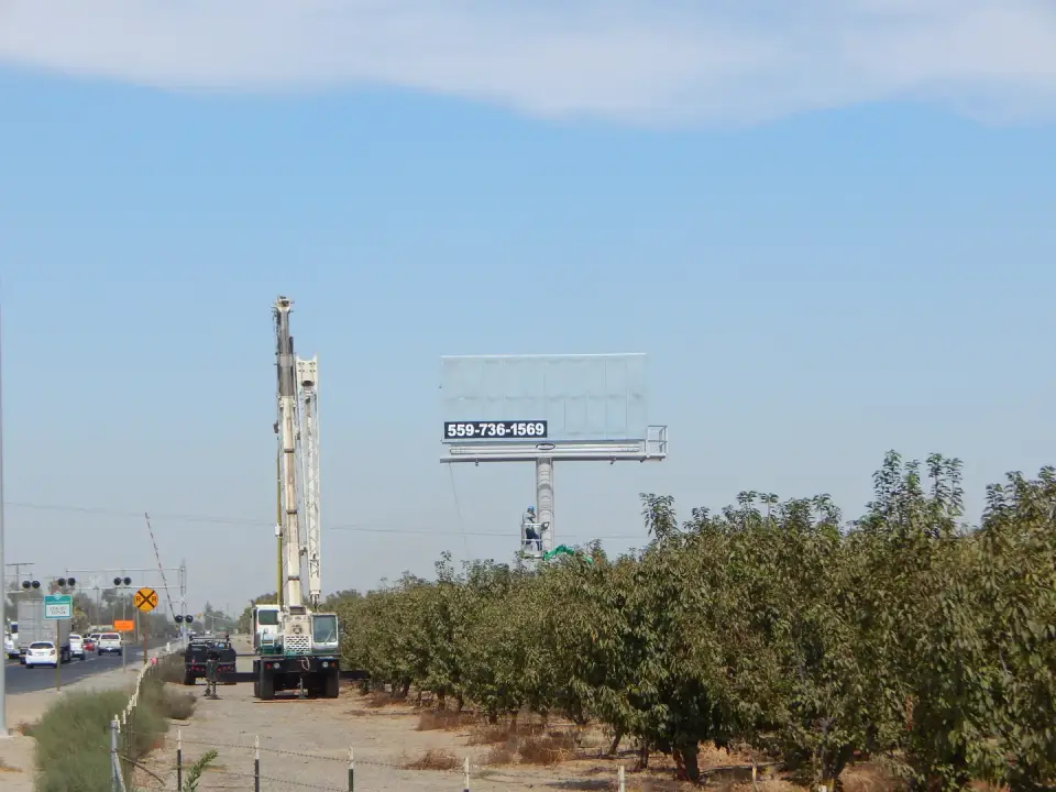 Blank roadside billboard seen on the approach to Highway 198