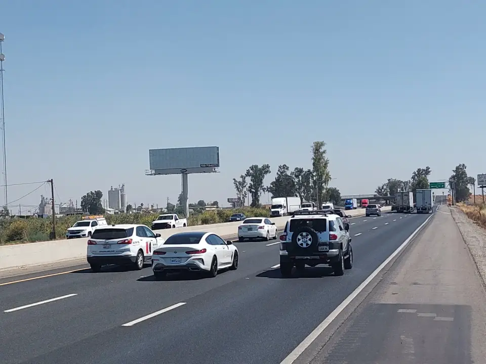 Blank billboard viewed from Highway 99 near Traver