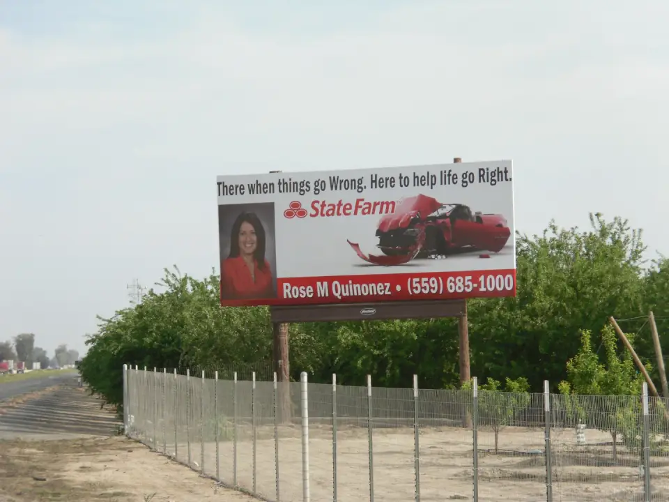 State Farm billboard along Highway 99 near Traver