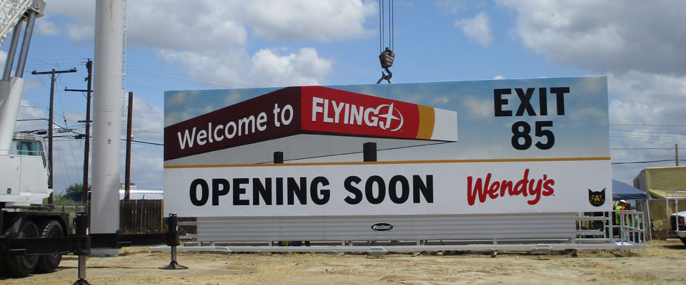 WestCoast Billboards installation work along a Central California roadway